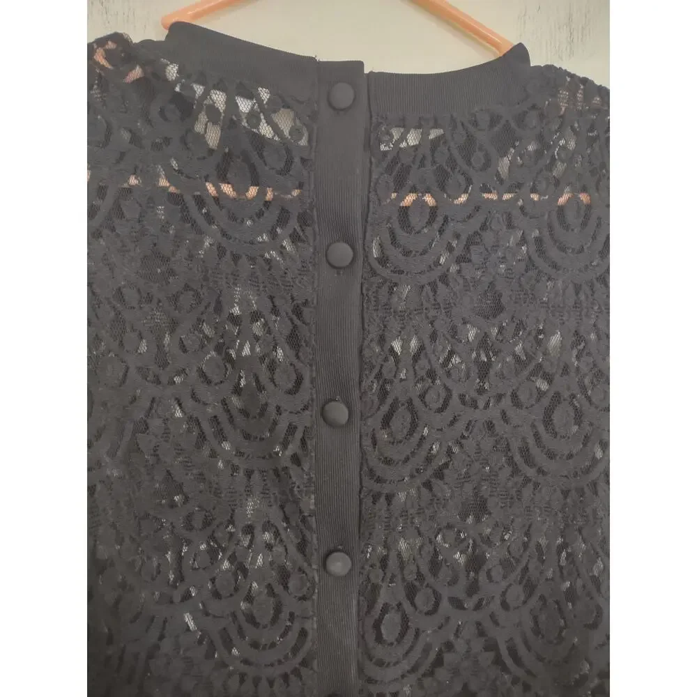 Banana republic Lace Sheer Blouse Black Size Small Grunge‎ Whimsigoth